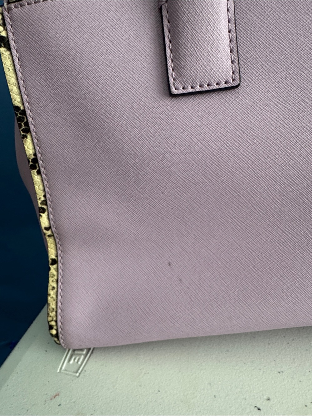 kate spade Lilac Satchel with Yellow Snake-Accent Trim - Picture 10 of 16